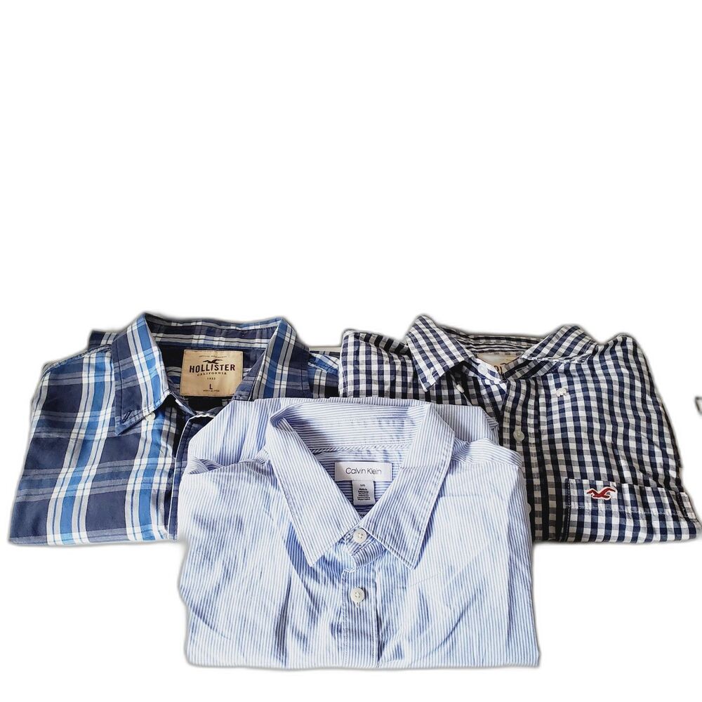 Lot of 3 Men’s Shirts Hollister & Calvin Klein Size Large Long Sleeve GUC - Picture 14 of 14